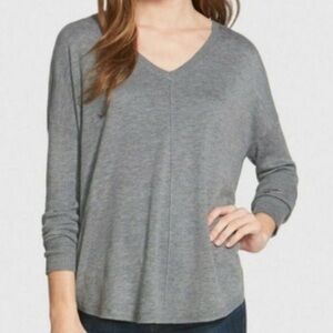 Trouvé Nordstrom Viscose Cashmere Blend V-Neck Grey Soft Sweater WM's Large EUC